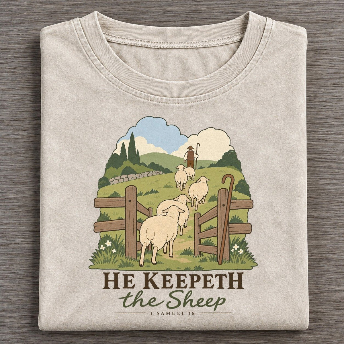 He Keepeth The Sheep The Counting Gate Vintage T-shirt – Off White