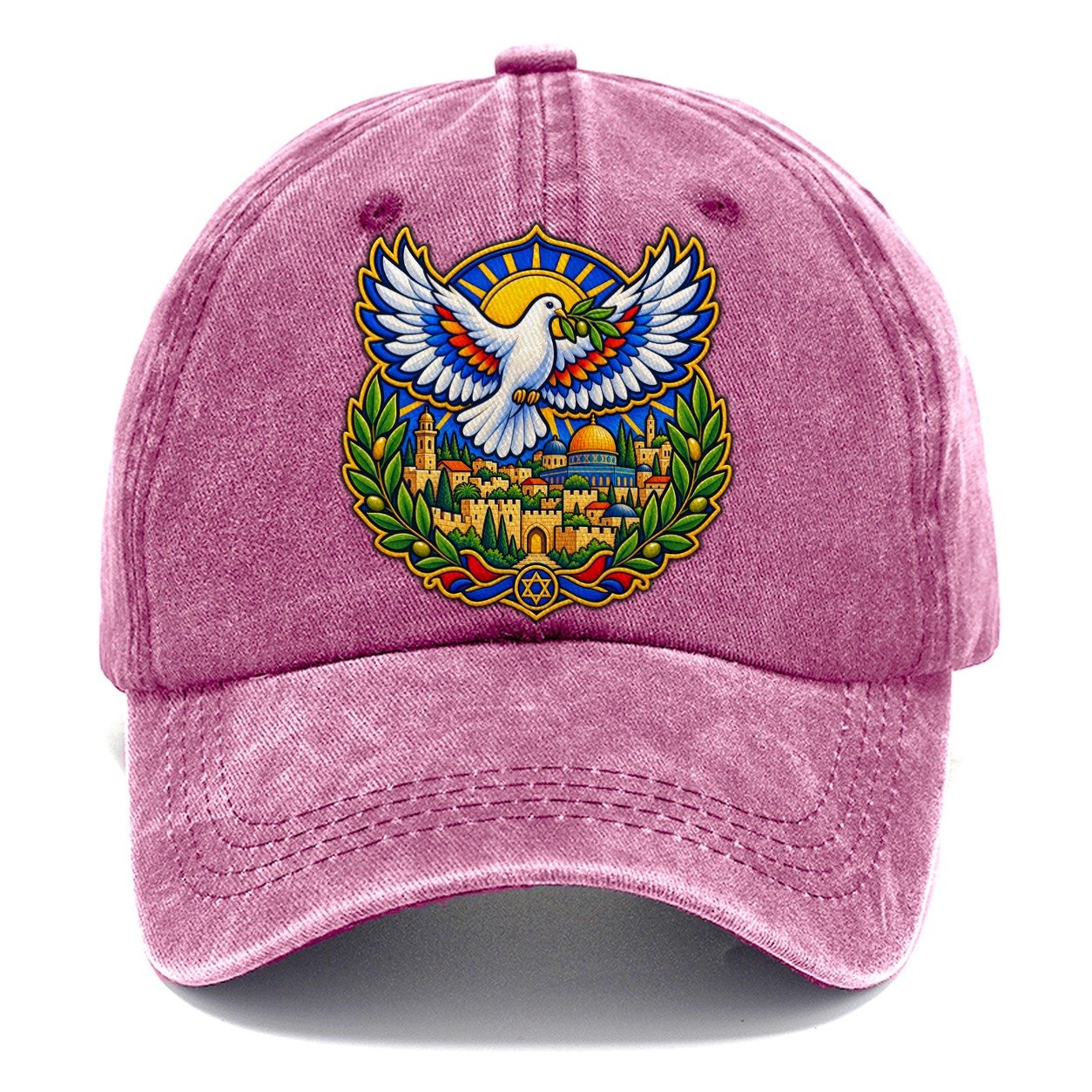 Dove Over The City Jerusalem Classic Cap – Dusty Rose
