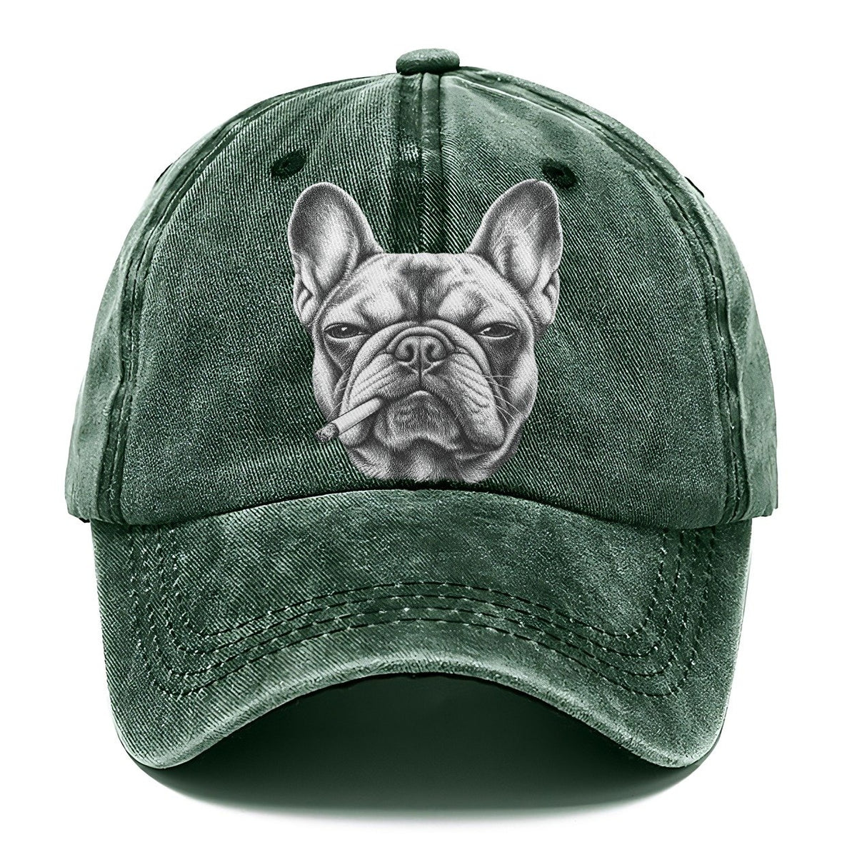 French Bulldog A Lit Cigarette Smoking Dogs Smoking Dogs Portraits Classic Cap – Forest Mist