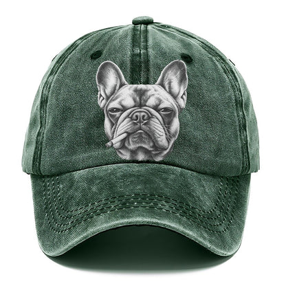 French Bulldog A Lit Cigarette Smoking Dogs Smoking Dogs Portraits Classic Cap – Forest Mist