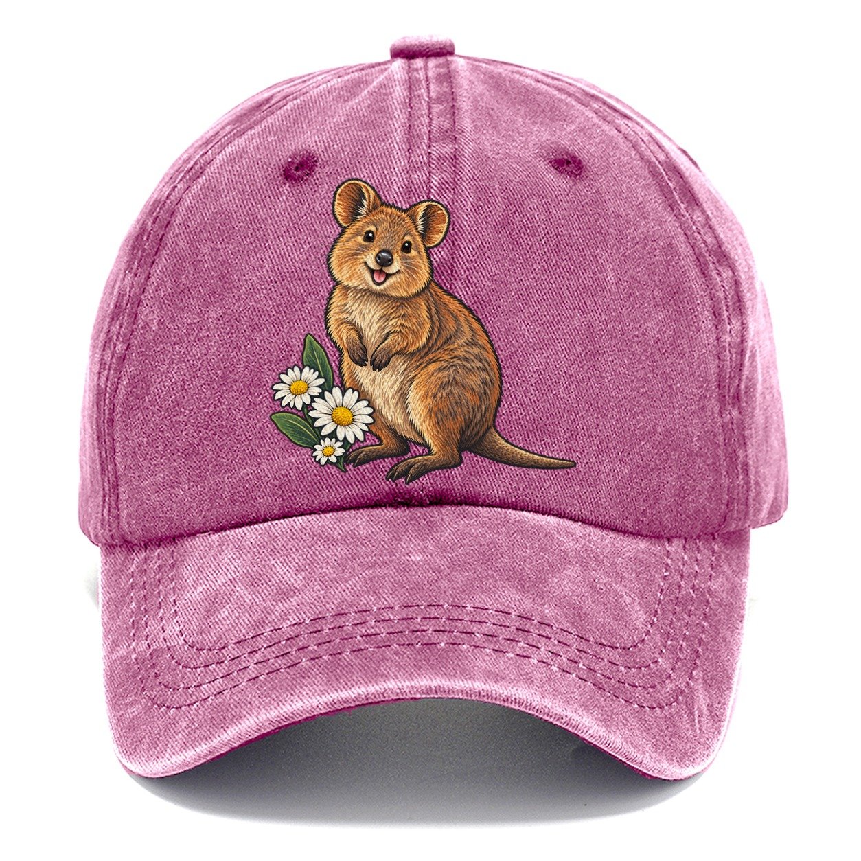 Quokka And Coastal Daisy Australia Cultural Icons Classic Cap – Dusty Rose