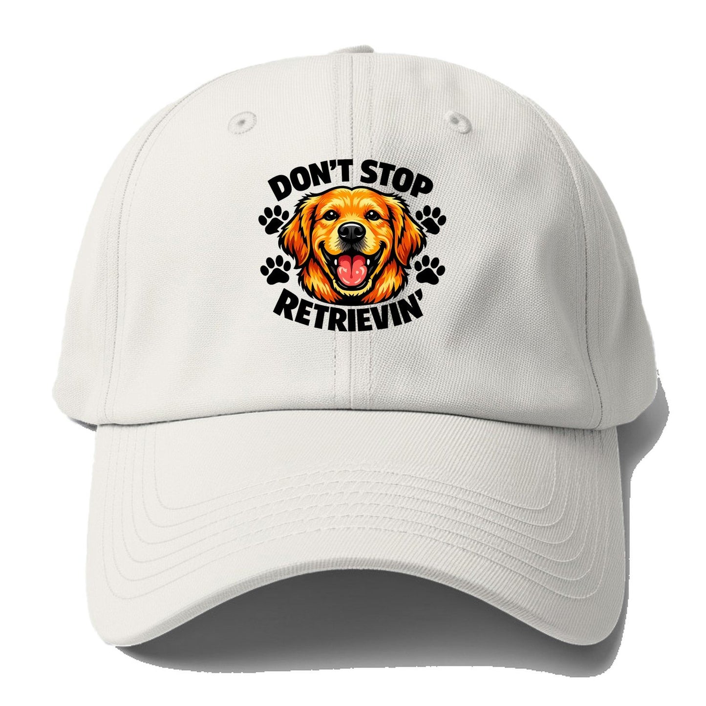 Don’T Stop Retrievin’ Golden Retriever Baseball Cap – Off White