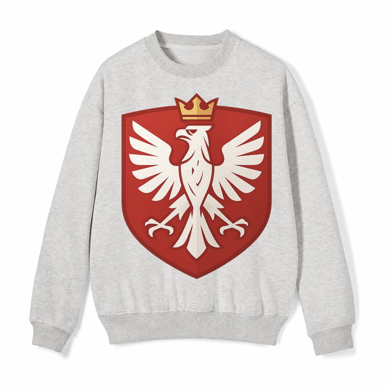 Poland White Eagle Fleece Sweatshirt – Light Gray