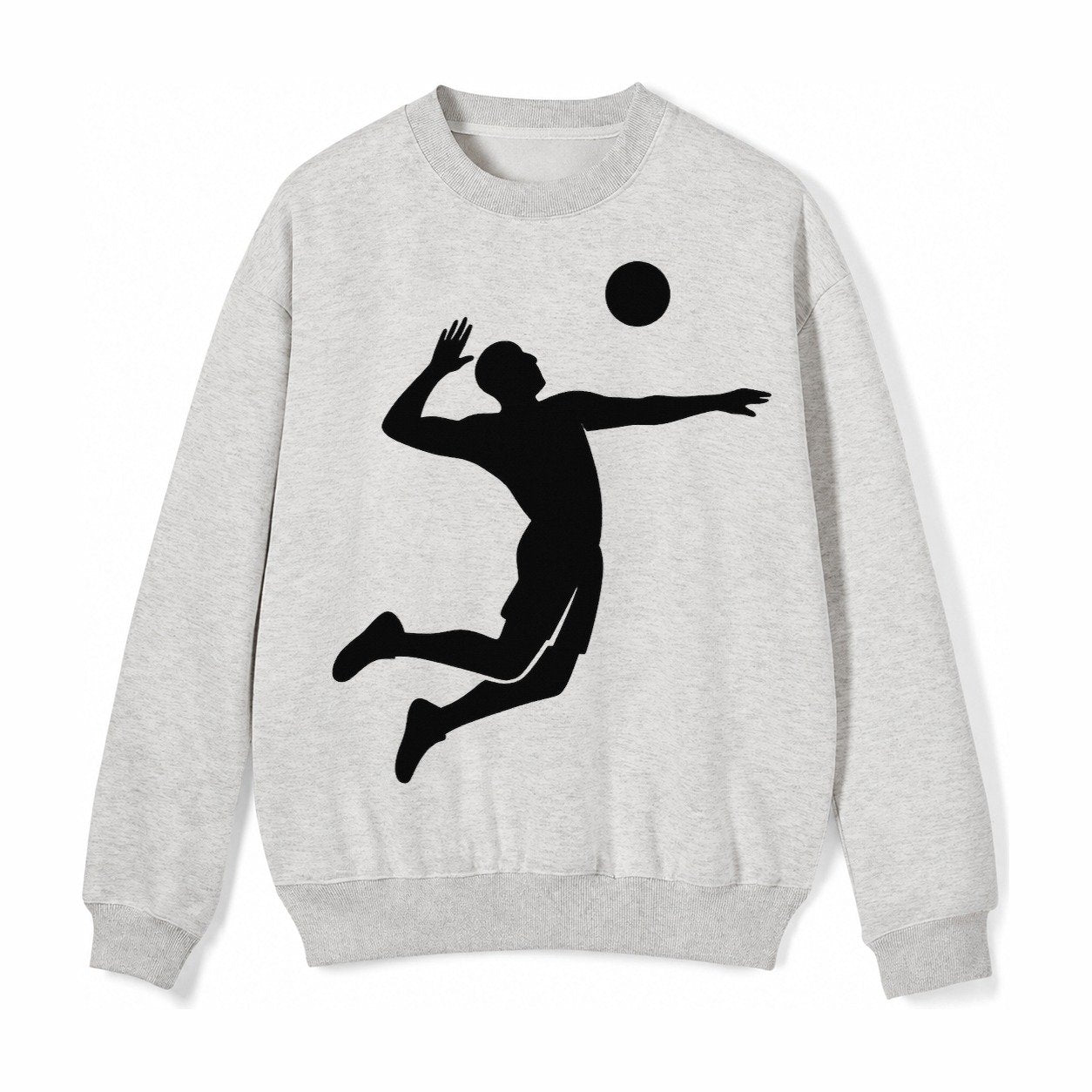 Volleyball Player Spiking Ball Fleece Sweatshirt – Light Gray