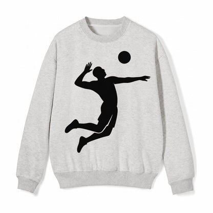 Volleyball Player Spiking Ball Fleece Sweatshirt – Light Gray