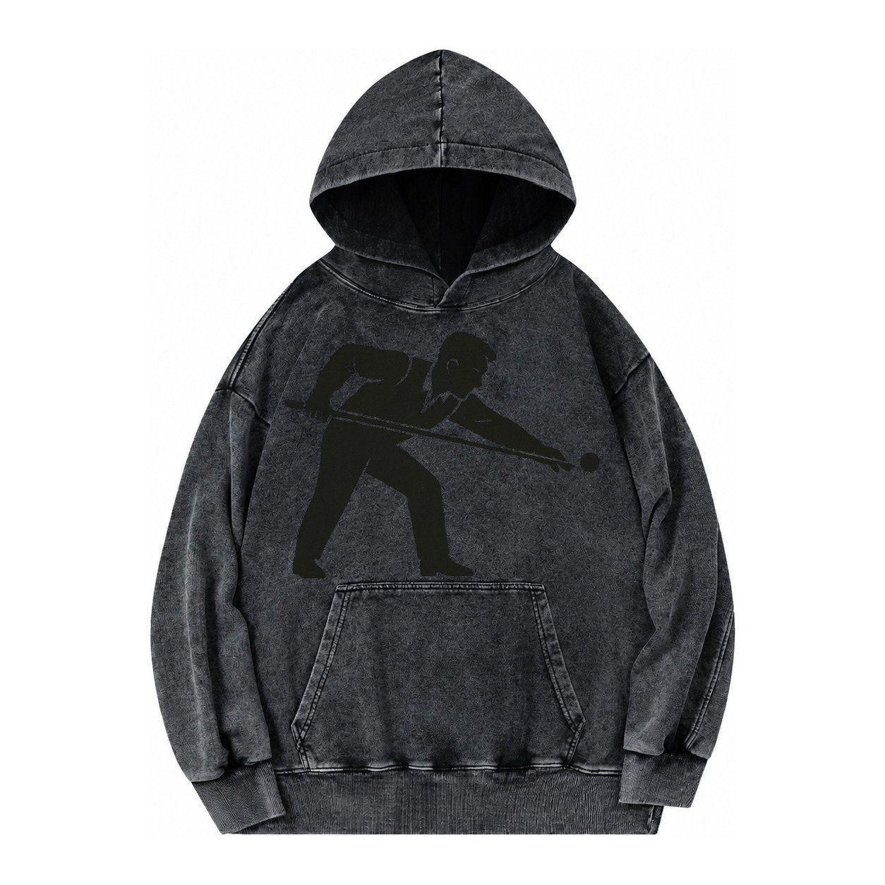 Pool Player Lining Up Shot Vintage Washed Hoodie – Black