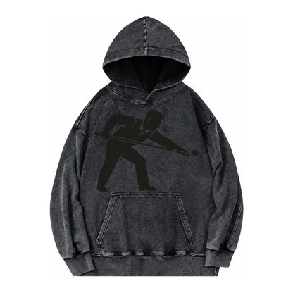 Pool Player Lining Up Shot Vintage Washed Hoodie – Black