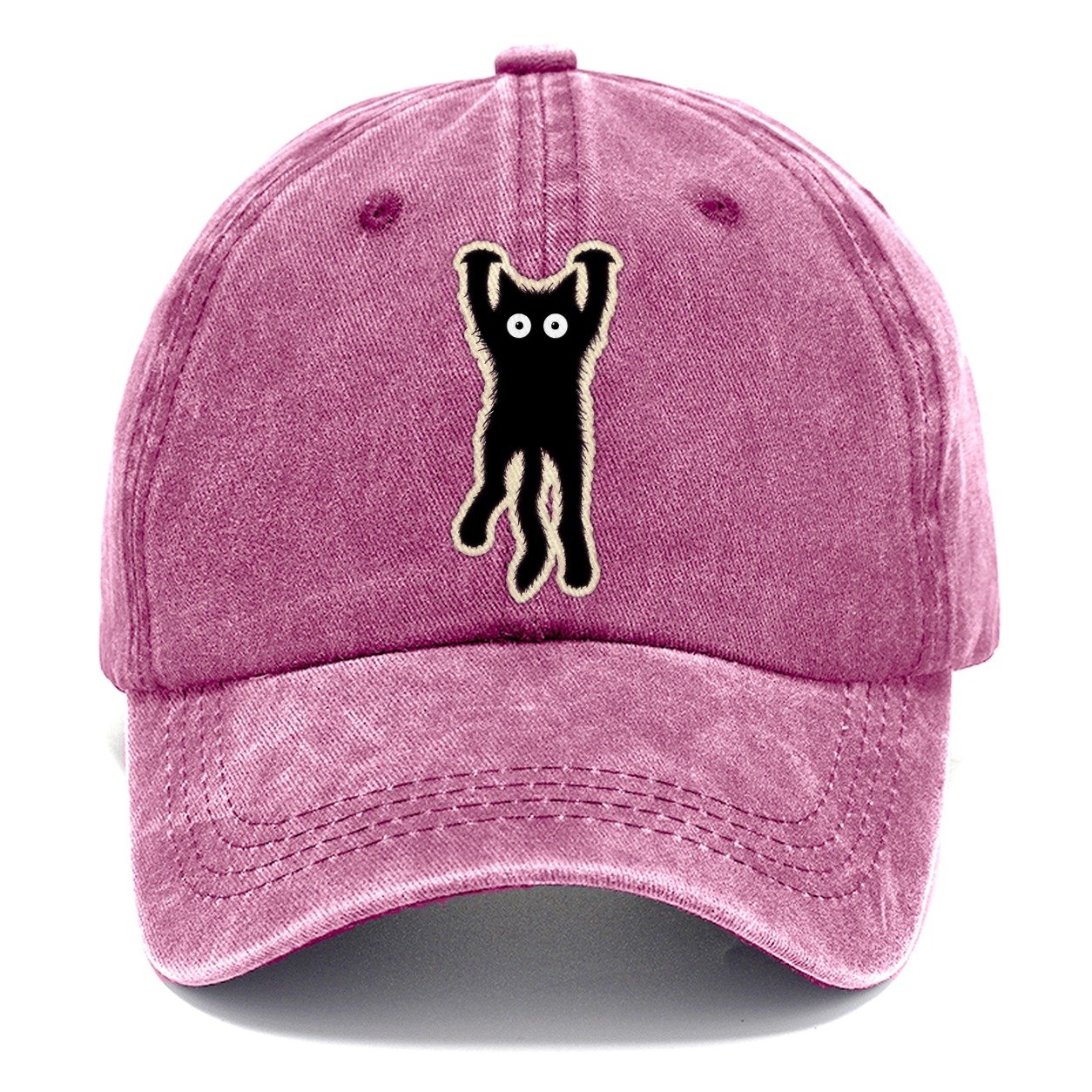 Dangling Startled Black Cat Classic Cap – Dusty Rose