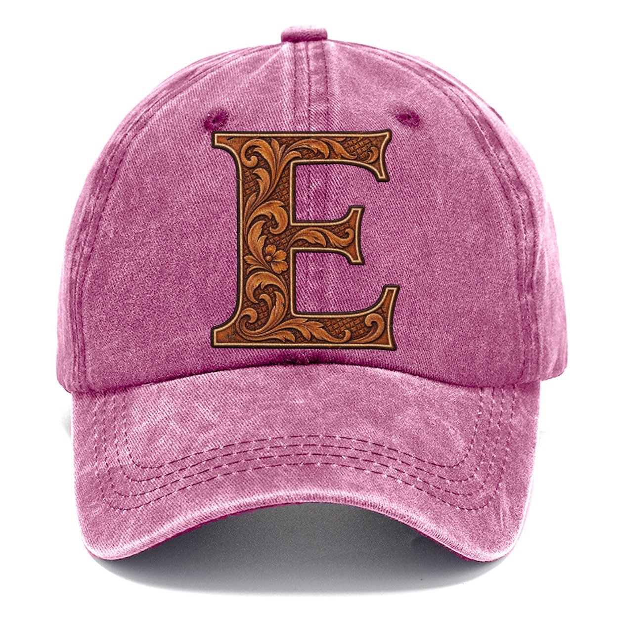 Tooled Leather E Monogram Classic Cap – Dusty Rose