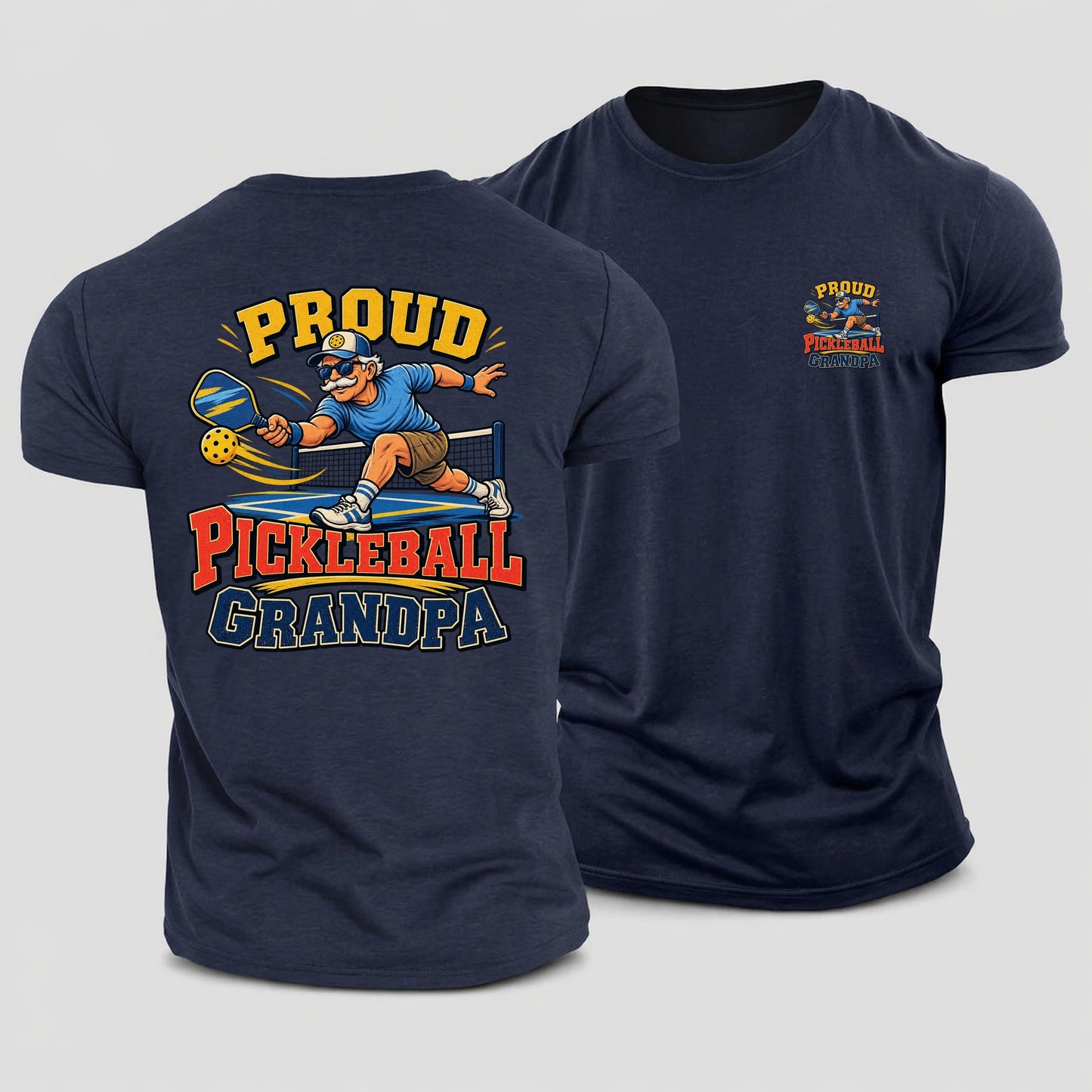 Proud Pickleball Grandpa Pickleball Life Cotton T-Shirt – Navy