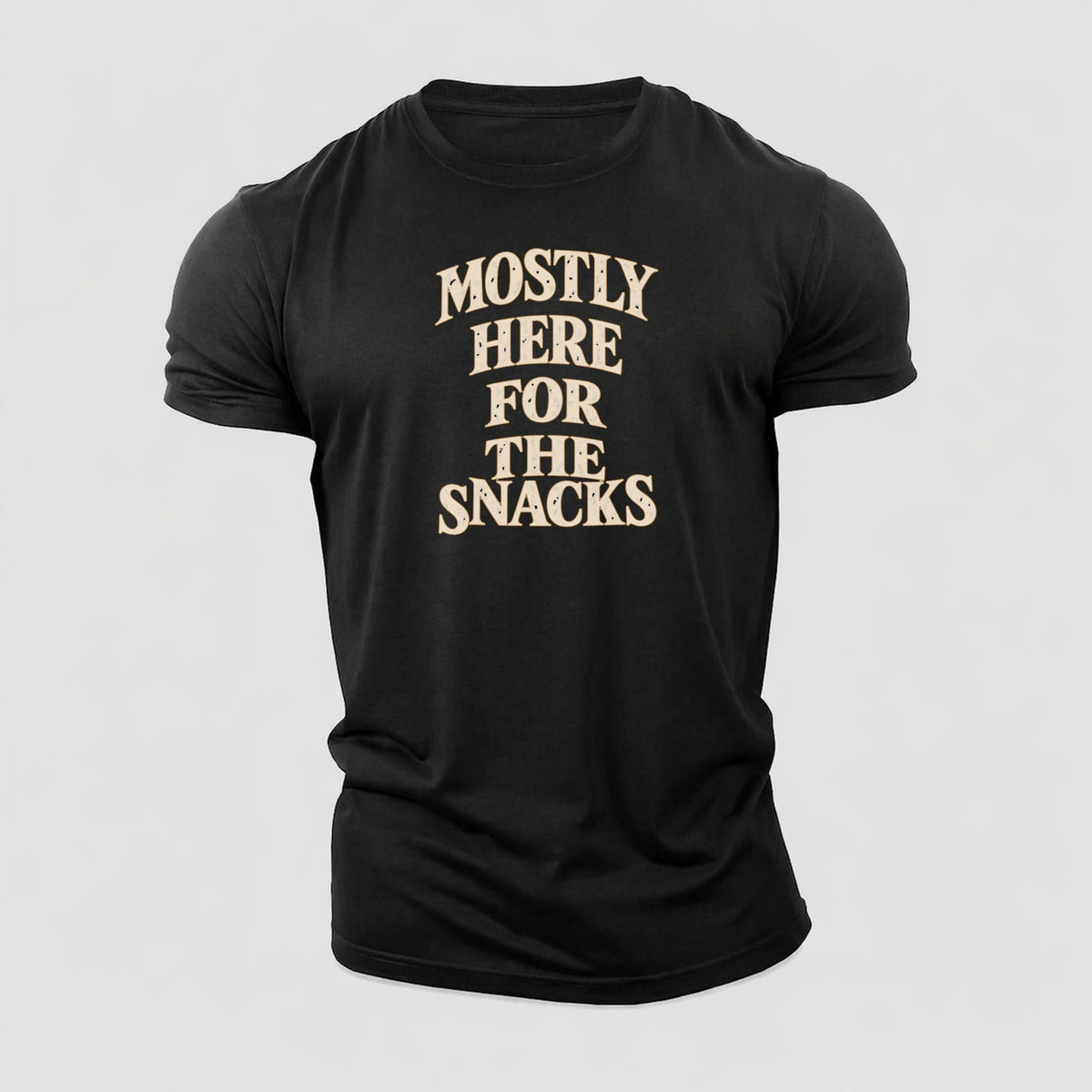 Mostly Here For The Snacks Quiet Statements Cotton T-Shirt – Black