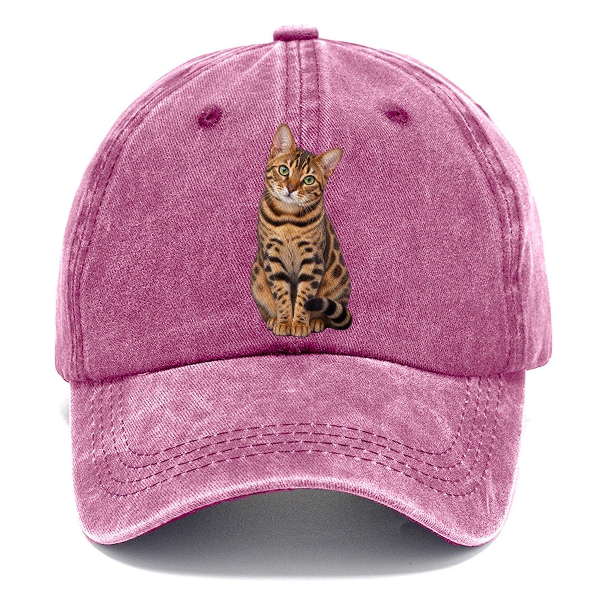 Bengal Seated Portrait Realistic Cat Portrait Classic Cap – Dusty Rose