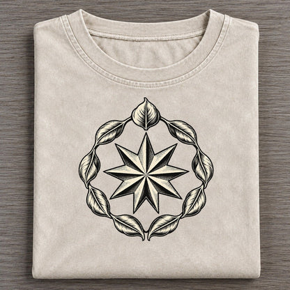 Bahai Nine Point Star And Unity Circle World Faiths Ink Figures Vintage T-shirt – Off White