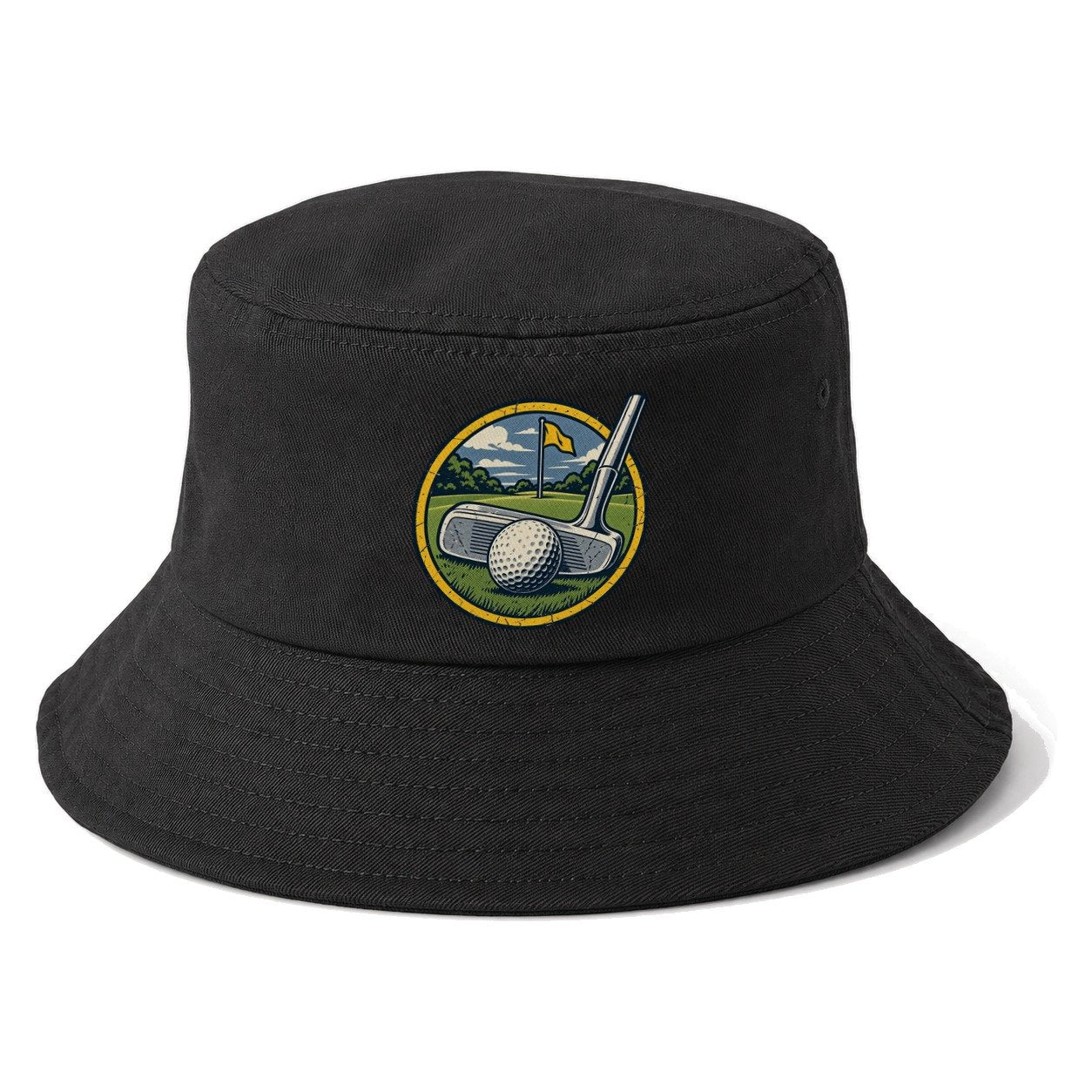 Putter And Ball Circle Golf Life Bucket Hat – Black
