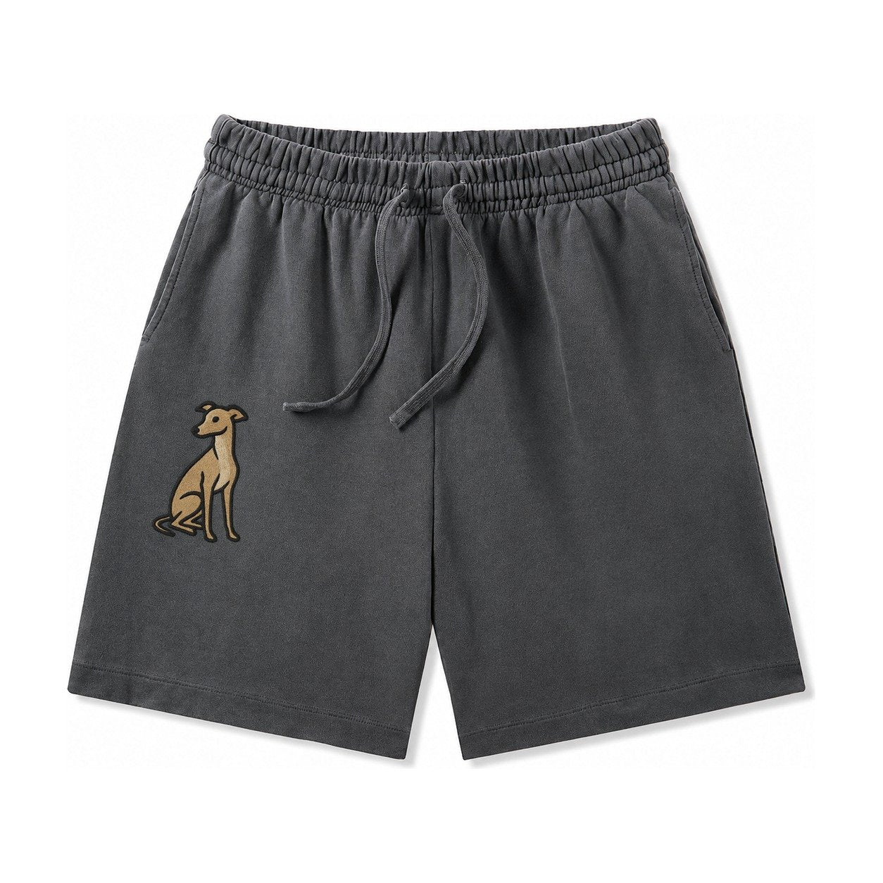 Whippet Fawn Colored Design Washed Shorts – Dark Gray