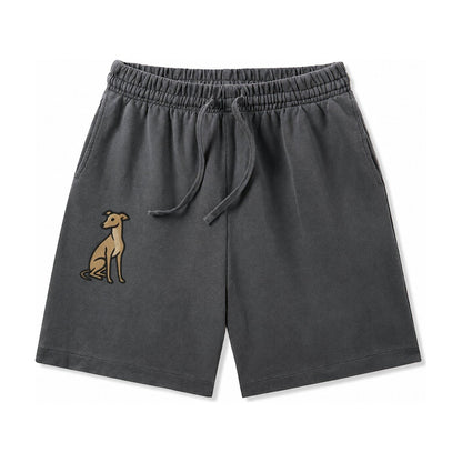 Whippet Fawn Colored Design Washed Shorts – Dark Gray
