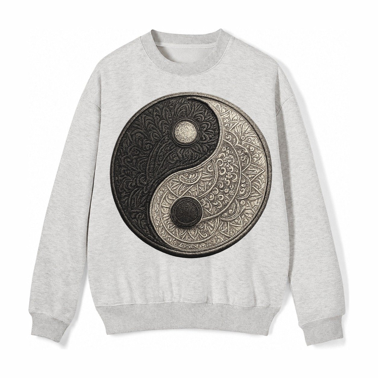 Mandala Yin Yang Fleece Sweatshirt – Light Gray