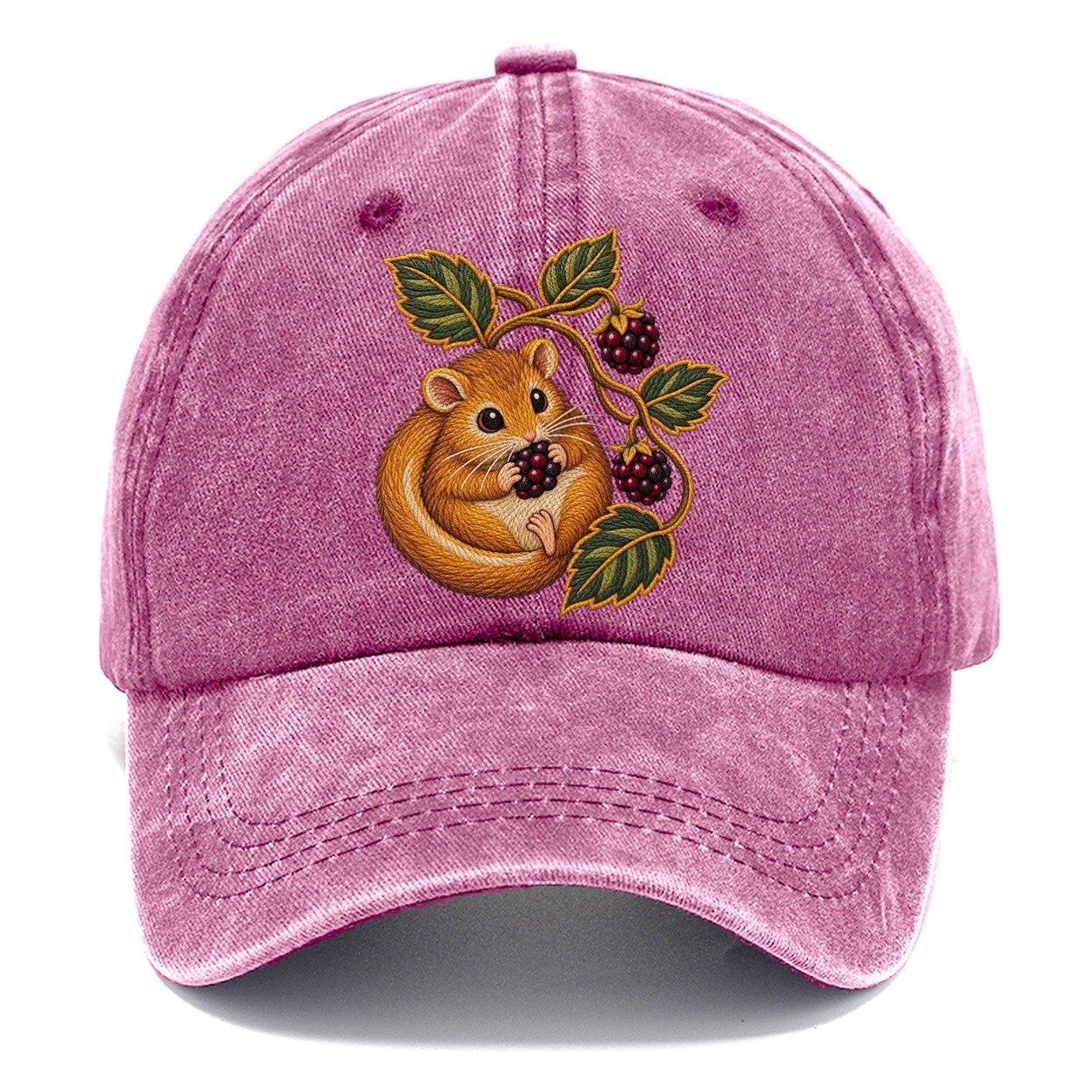 British Hedgerow Dormouse And Blackberries Uk Culture Heritage Classic Cap – Dusty Rose