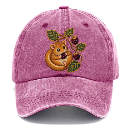 British Hedgerow Dormouse And Blackberries Uk Culture Heritage Classic Cap – Dusty Rose
