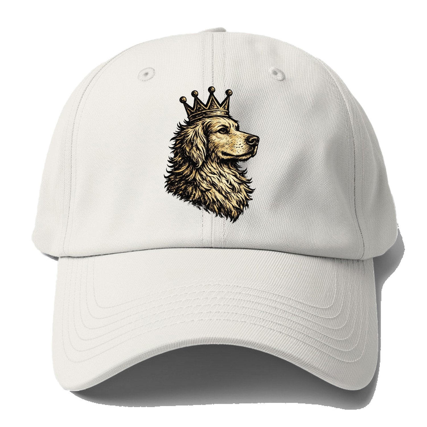 Golden Retriever Crown Portrait Baseball Cap – Off White