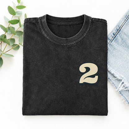 Number 2 Left Chest Vintage T-shirt – Black