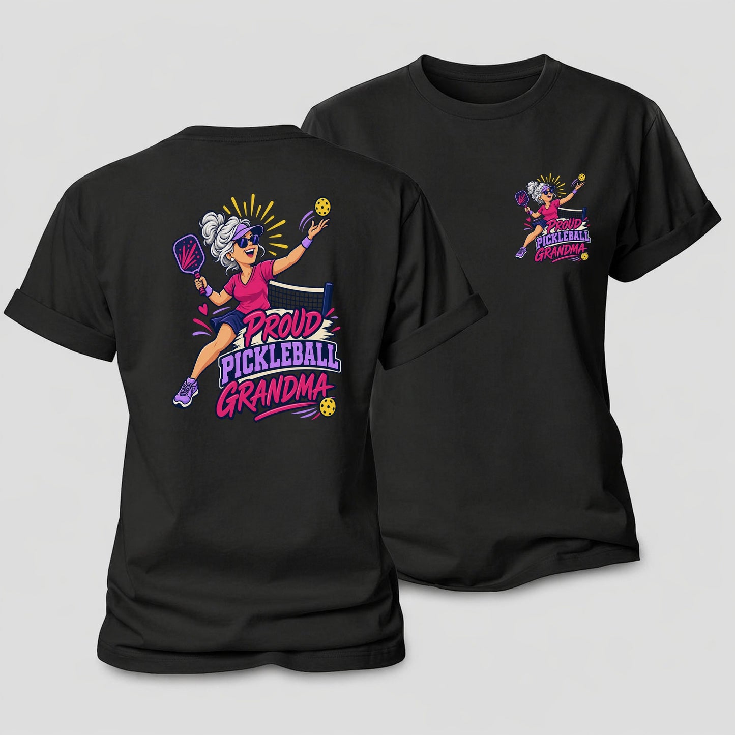 Proud Pickleball Grandma Pickleball Life Women's Cotton T-Shirt – Black