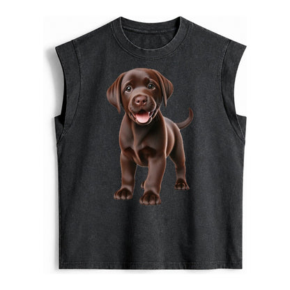 Chocolate Labrador Vintage Washed Tank – Black