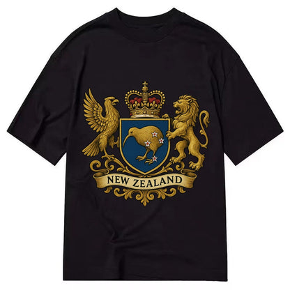 New Zealand Heritage Badge Kiwi With Southern Cross Styling Classic T-shirt – Black