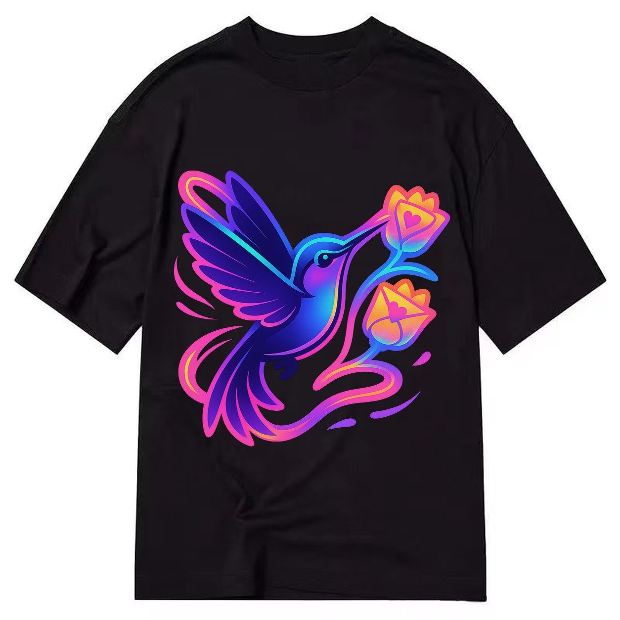 Hummingbird Delivering Miniature Love Letters Tucked Inside Classic T-shirt – Black