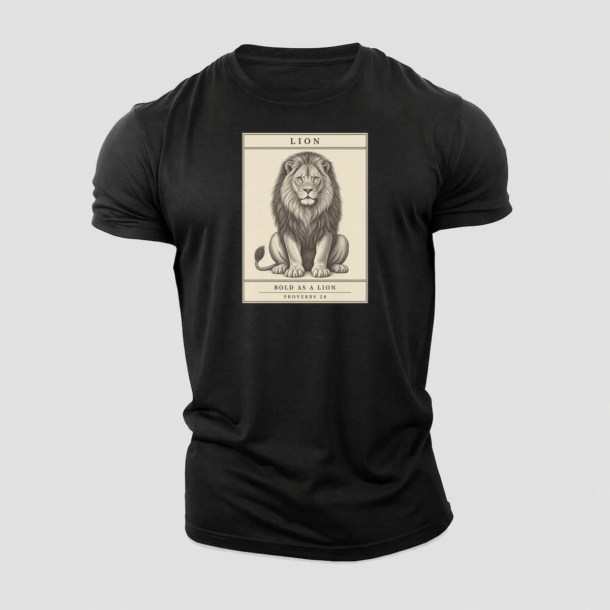 Lion Specimen Plate Creature Canticle Cotton T-Shirt – Black