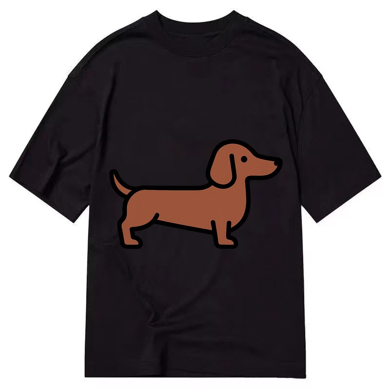 Dachshund Redbrown Smooth Flat Side Profile Classic T-shirt – Black