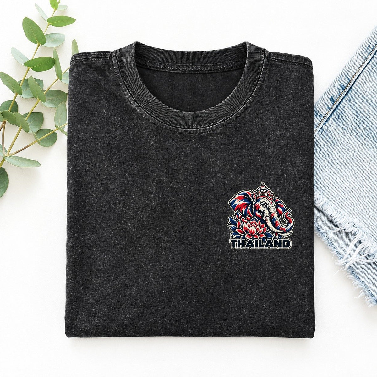 Thailand Country Pride Left Chest Vintage T-shirt – Black