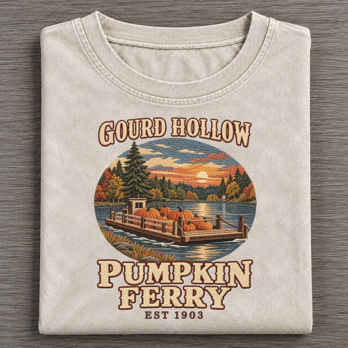 Pumpkin Ferry Gourd Hollow Vintage T-shirt – Off White