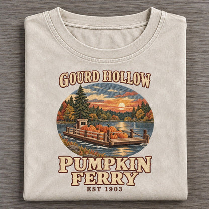Pumpkin Ferry Gourd Hollow Vintage T-shirt – Off White