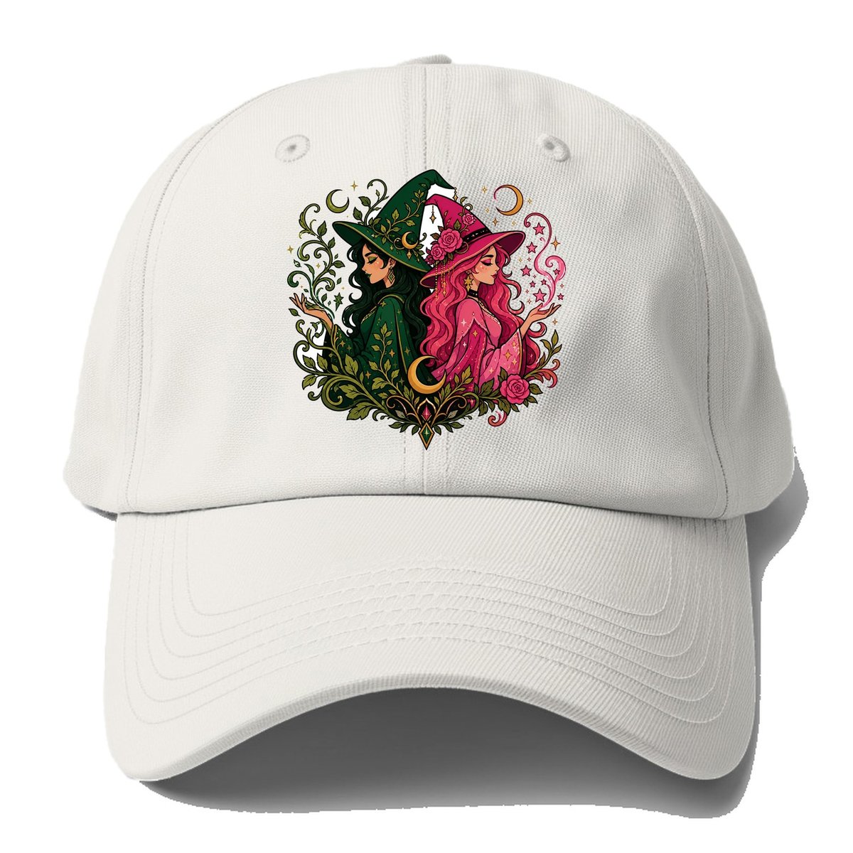 Dual Witch Botanical Moon Baseball Cap – Off White