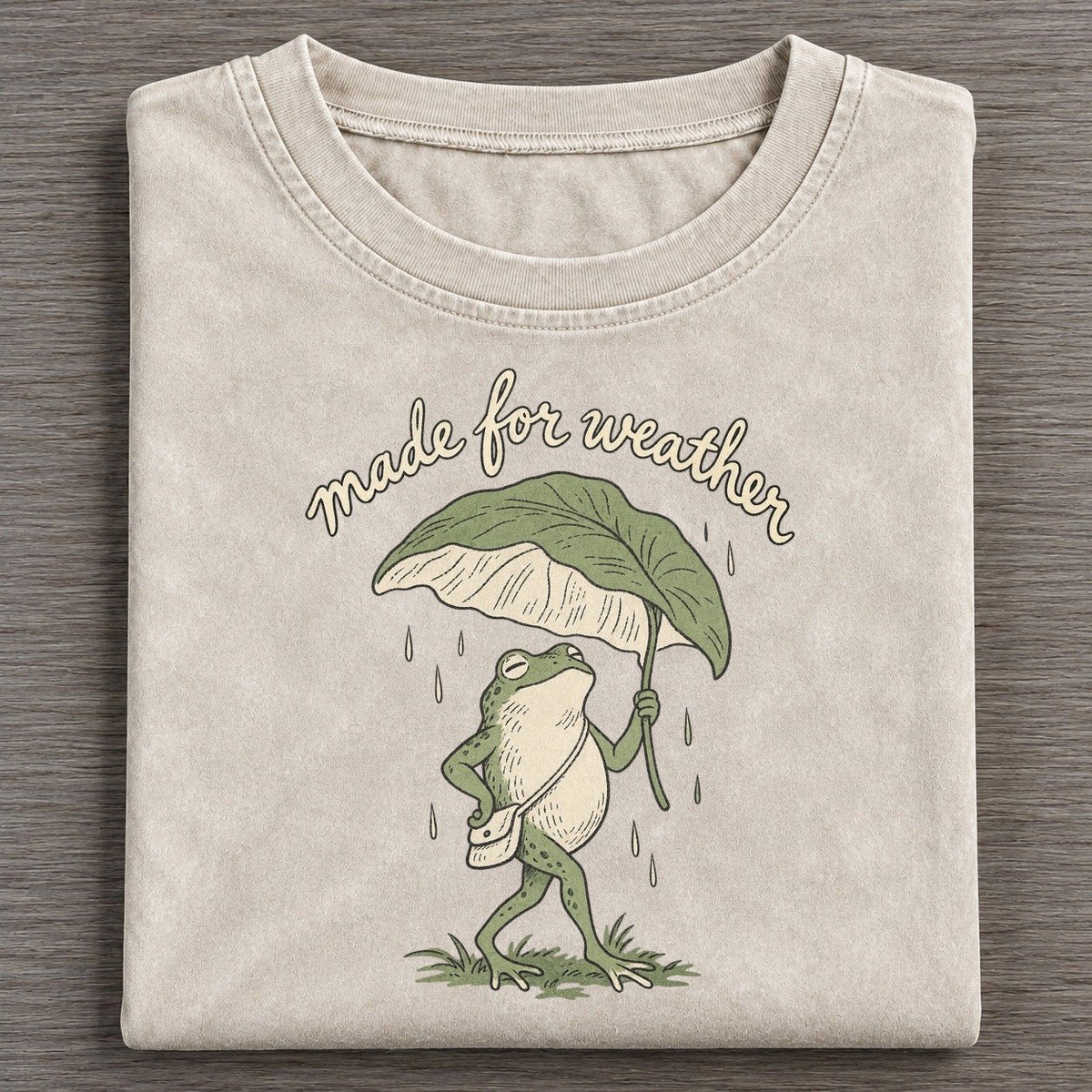 Leaf Umbrella Pond Folk Vintage T-shirt – Off White