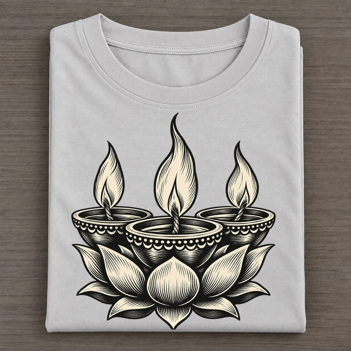 Hindu Diwali Diya Cluster World Faiths Ink Figures Classic T-shirt – Grey