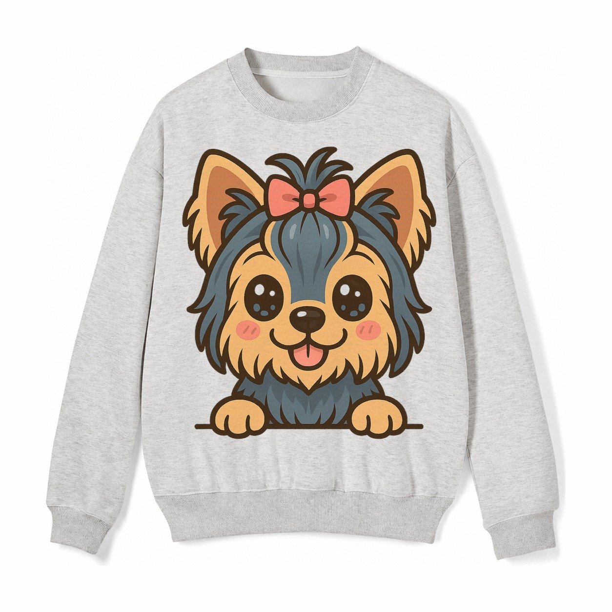 Yorkshire Terrier Modern Tiny Dog Logo Fleece Sweatshirt – Light Gray