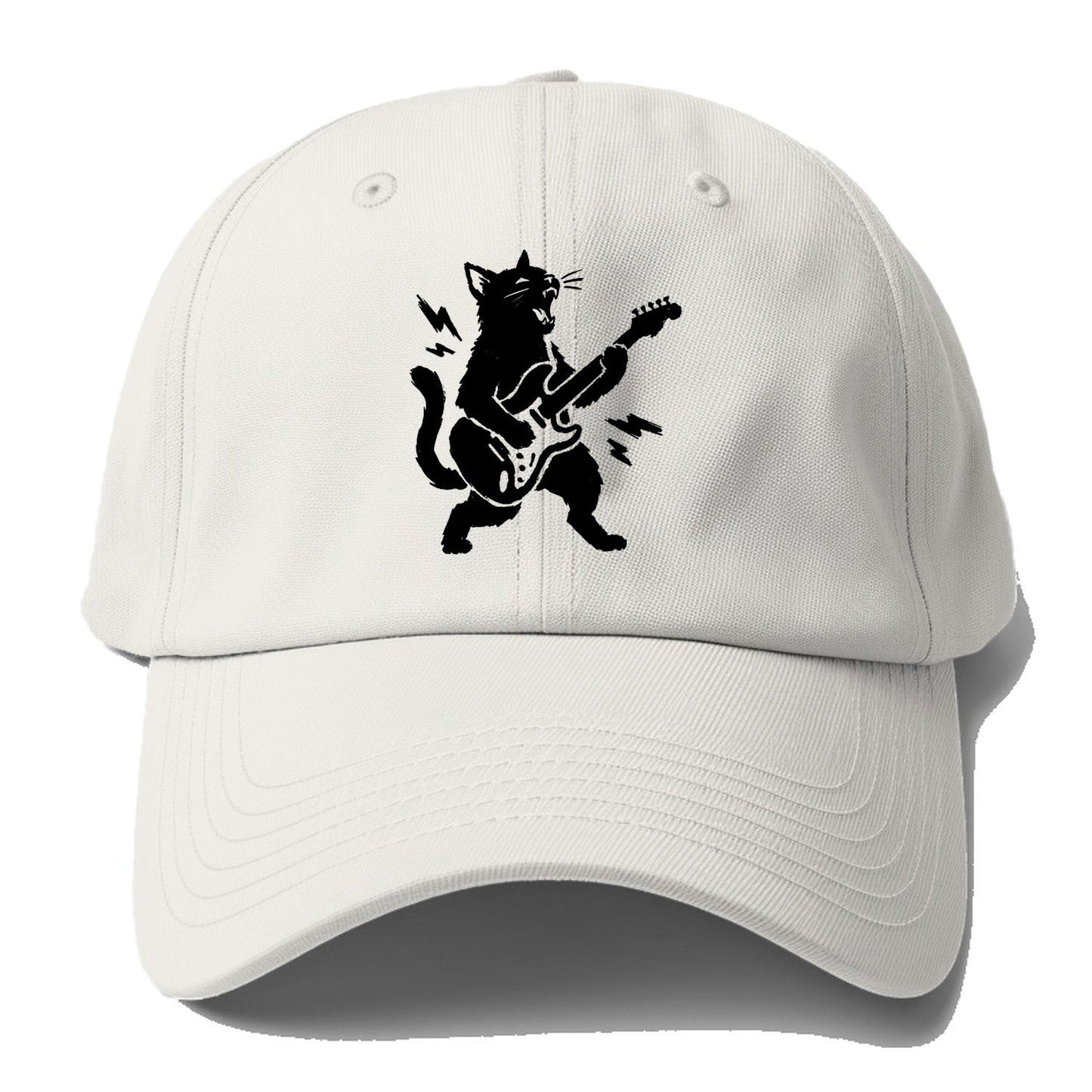 Rock Cat Guitar Baseball Cap – Off White