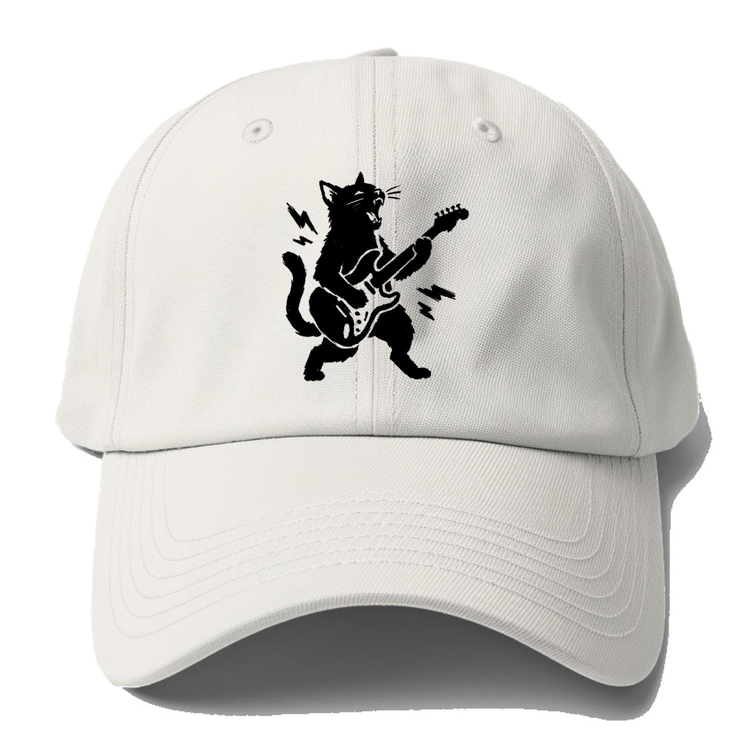 Rock Cat Guitar Baseball Cap – Off White