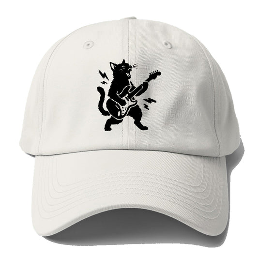 Rock Cat Guitar Baseball Cap – Off White