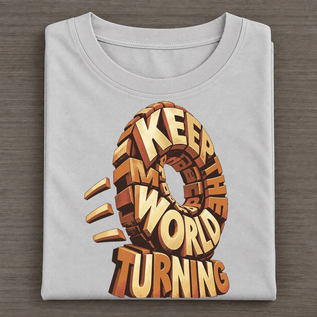 Rolling Wheel Motion Letter Sculpture Classic T-shirt – Grey