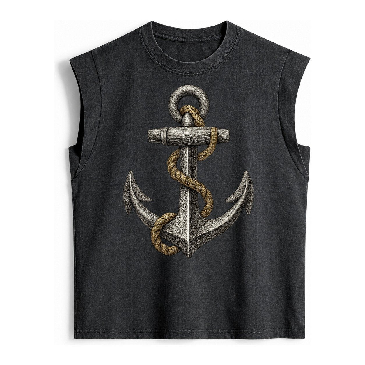 Anchor And Rope Vintage Washed Tank – Black