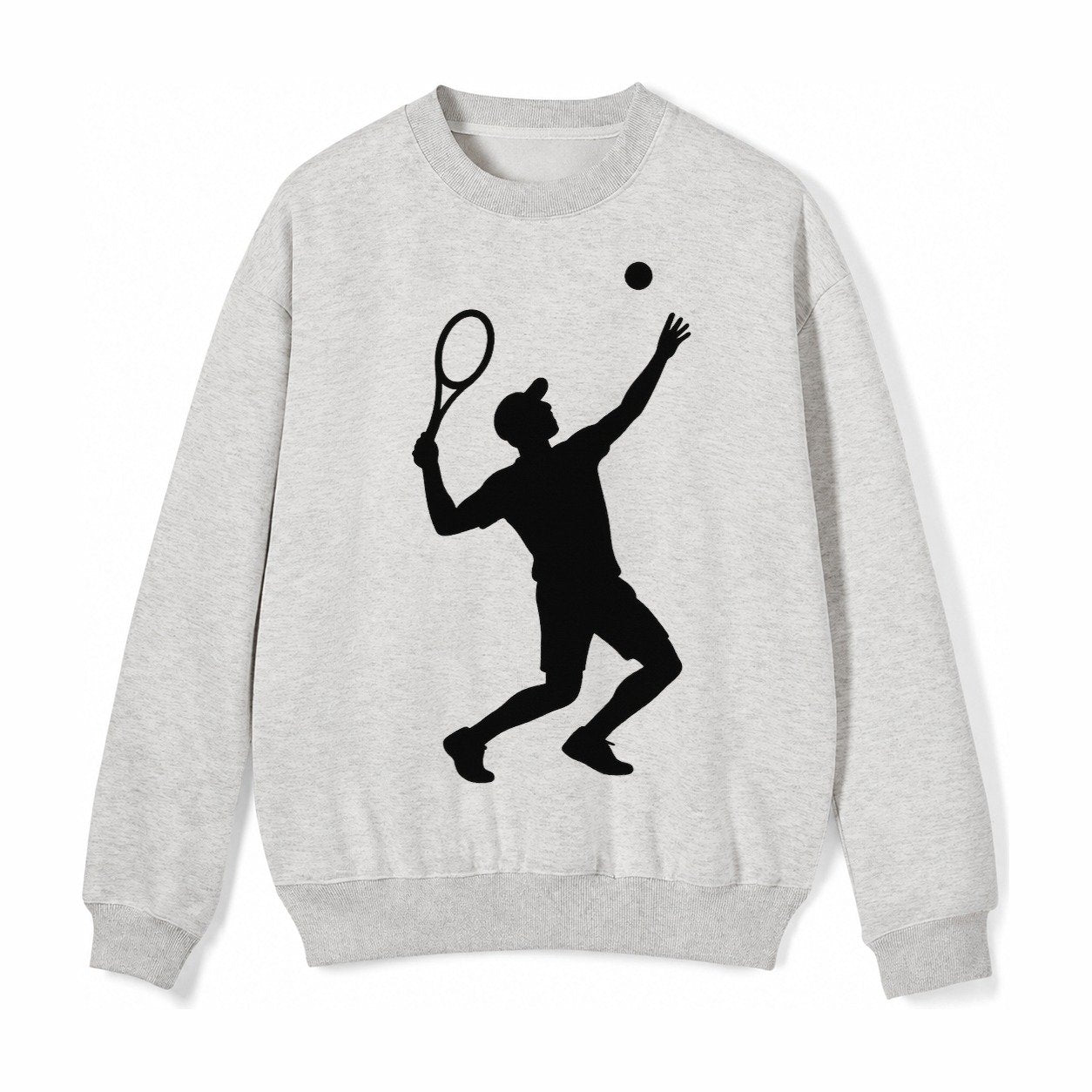 Tennis Player Serving Powerful Shot Fleece Sweatshirt – Light Gray