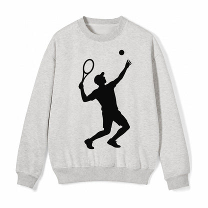 Tennis Player Serving Powerful Shot Fleece Sweatshirt – Light Gray