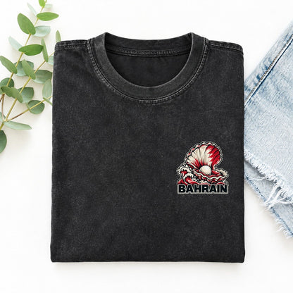 Bahrain Country Pride Left Chest Vintage T-shirt – Black
