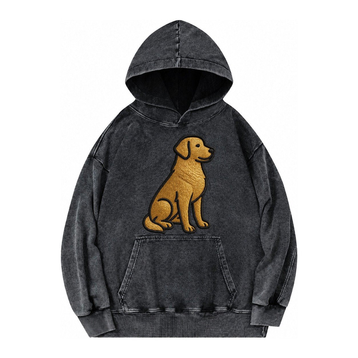 Golden Retriever Contemporary Geometri Vintage Washed Hoodie – Black