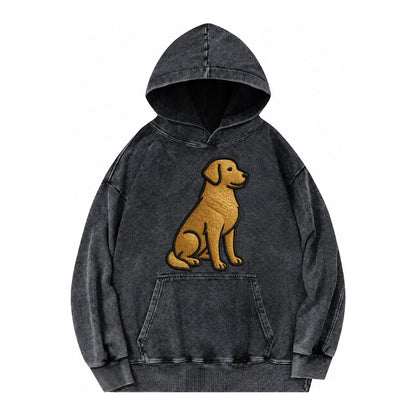 Golden Retriever Contemporary Geometri Vintage Washed Hoodie – Black