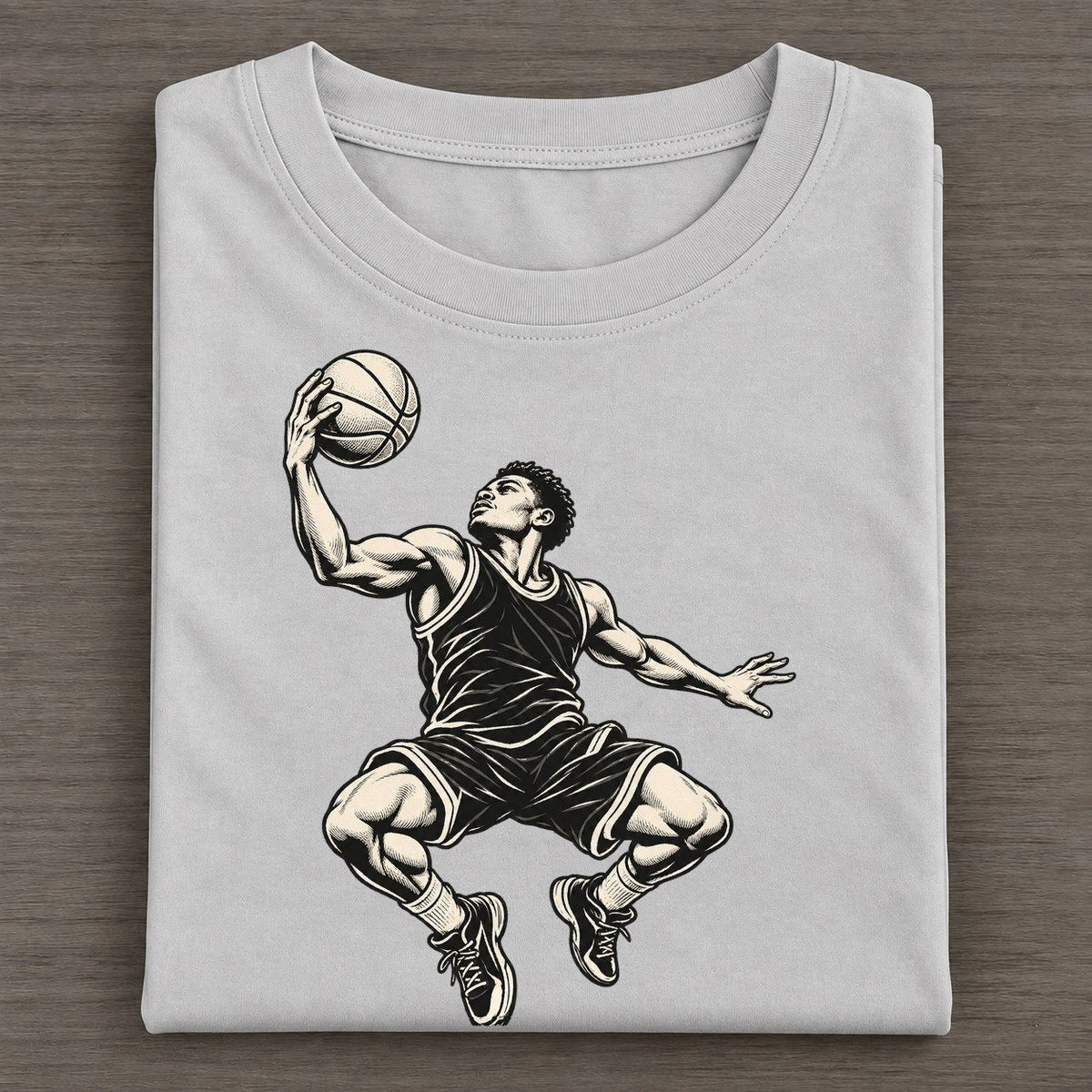 Basketball Rebound Reach Global Sports Ink Figures Classic T-shirt – Grey