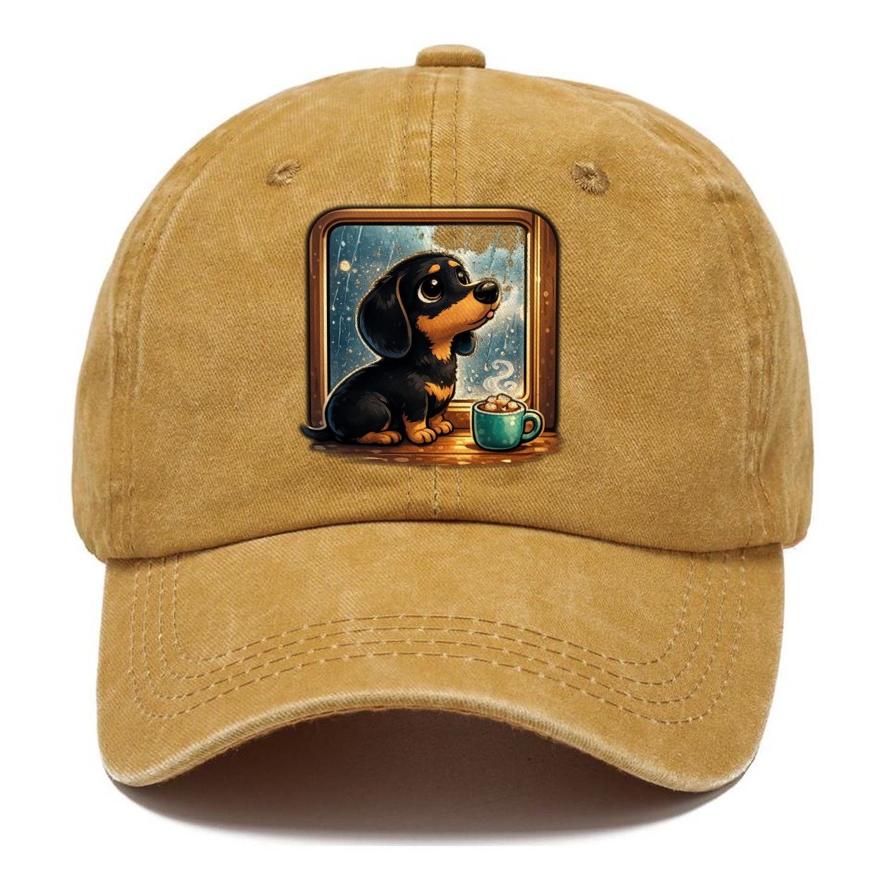 Dachshund Watching Rain Classic Cap – Golden Harvest